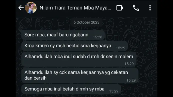 Testimonial Klien Cupid Maid